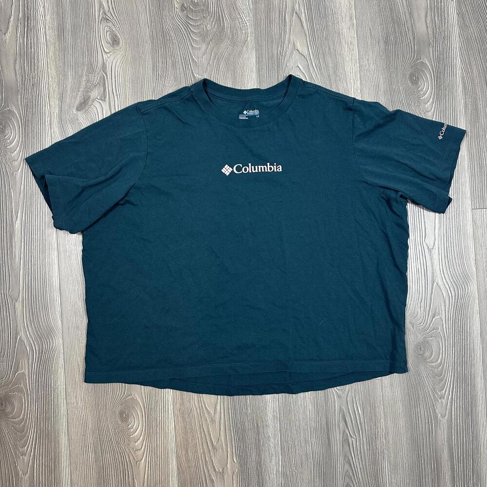 Colombia‎ Teal Cropped Tee with Pink Logo